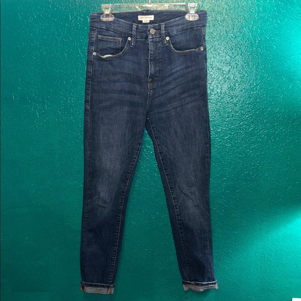 Good American Dark Wash Ankle Jeans